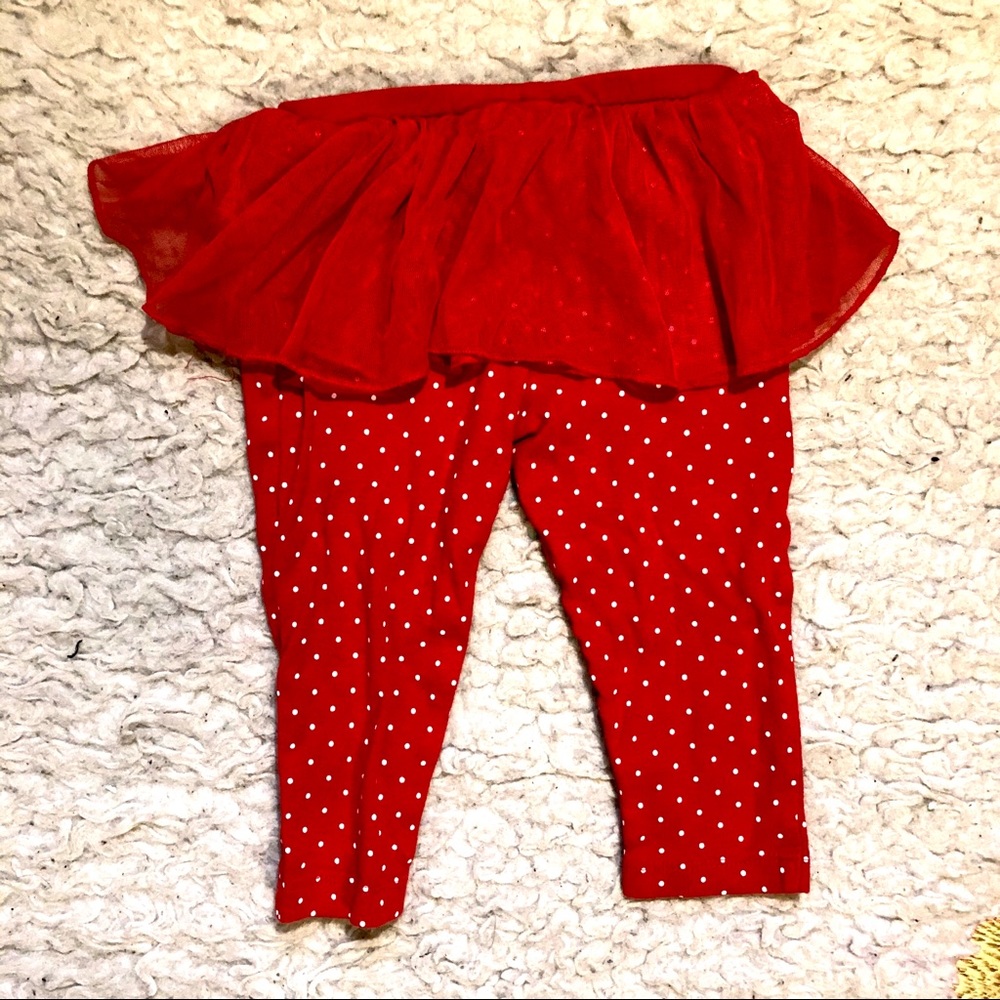 Baby Girl Red Polka Dot Leggings w/ tuille skirt